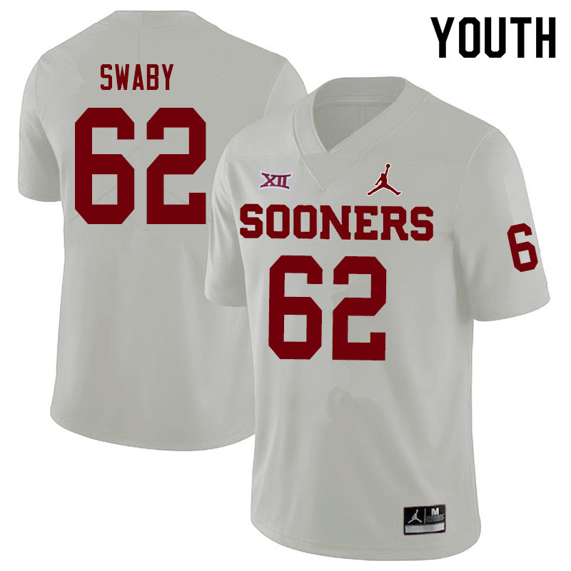 Youth #62 David Swaby Oklahoma Sooners Jordan Brand College Football Jerseys Sale-White - Click Image to Close